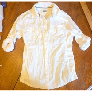 Converse One Star Vintage 90s White  Long Sleeve Button Up Shirt Women's Medium